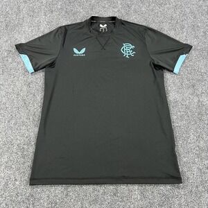 Rangers FC Shirt Mens Medium Black Blue Soccer Castore Training Top Jersey